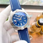 High Replica Breitling Avenger Blue Dial Silver Bezel  Blue Nylon Canvas Strap Watch 43mm